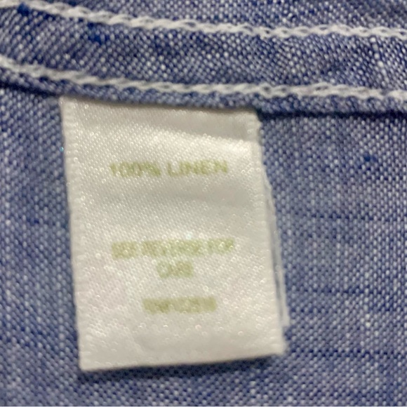 Garnet Hill Blue Linen Button Down Shirt Size Small - Picture 4 of 8